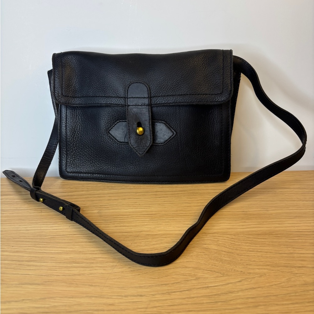 Madewell Sketchbook Classic Black Pebbled Leather Crossbody Satchel Shoulder Bag